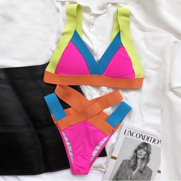 bikina　L LYXSSBYX Bikinis for Women Plus Size Women's Bikini Patchwork Set