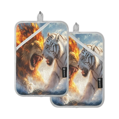 

Vzayy Kitchen Pot Holders Sets Heat Resistants for Cooking Baking Two Majestic Animals