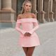 thumbnail image 5 of Vestido Mini para Mujer, con Hombros Descubiertos, Larga, Corte A, Vestido Formal Corto, para Fiesta y Club Rosa L, 5 of 8