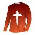 thumbnail image 3 of Tawop Long Sleeve Shirts for Men Crew Neck Pullover Graphic Gradient Casual Red 2XL, 3 of 3