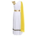 thumbnail image 5 of Hansber Women Ancient Greek Princess Roman Toga Dress One Shoulder Full Length Praise Dance Tunic Dress Yellow XL, 5 of 7