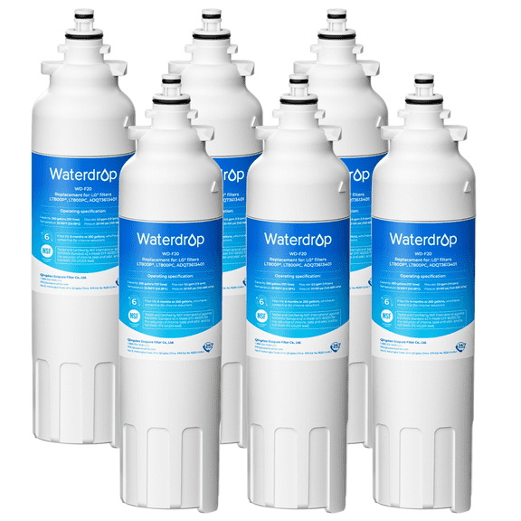 Waterdrop ADQ73613401 Refrigerator Water Filter, Replacement for LG® LT800P®, ADQ73613408, ADQ75795104, ADQ73613402, Kenmore 9490, 46-9490, LSXS26326S, LMXC23746S, LSXS26366S, WD-F20, Pack of 6