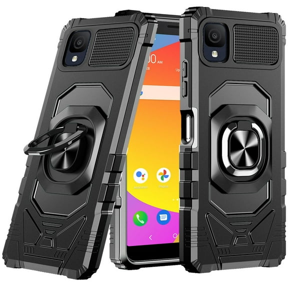 For TCL ION Z Hybrid Dual Layer with 360° Rotate Magnetic Ring Stand Holder Kickstand, 2in1 TPU Rugged PC Shockproof Cover ,Xpm Phone Case [ Black ]