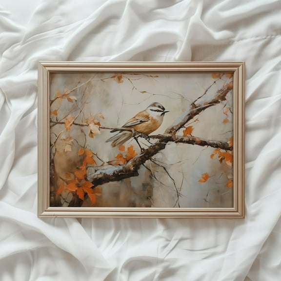Modroom Fall Bird Print | Fall Wall Art | Autumn Bird Art Print | Seasonal Nature | Thanksgiving Wall Art | #622 Wall Art, Modern Wall Decor, 8x12 UNFRAMED