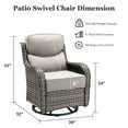 thumbnail image 2 of Planntonneo 2-Pack Patio Wicker Swivel Glider Chairs with 6-Inch Cushions, Grey/Beige, 2 of 9