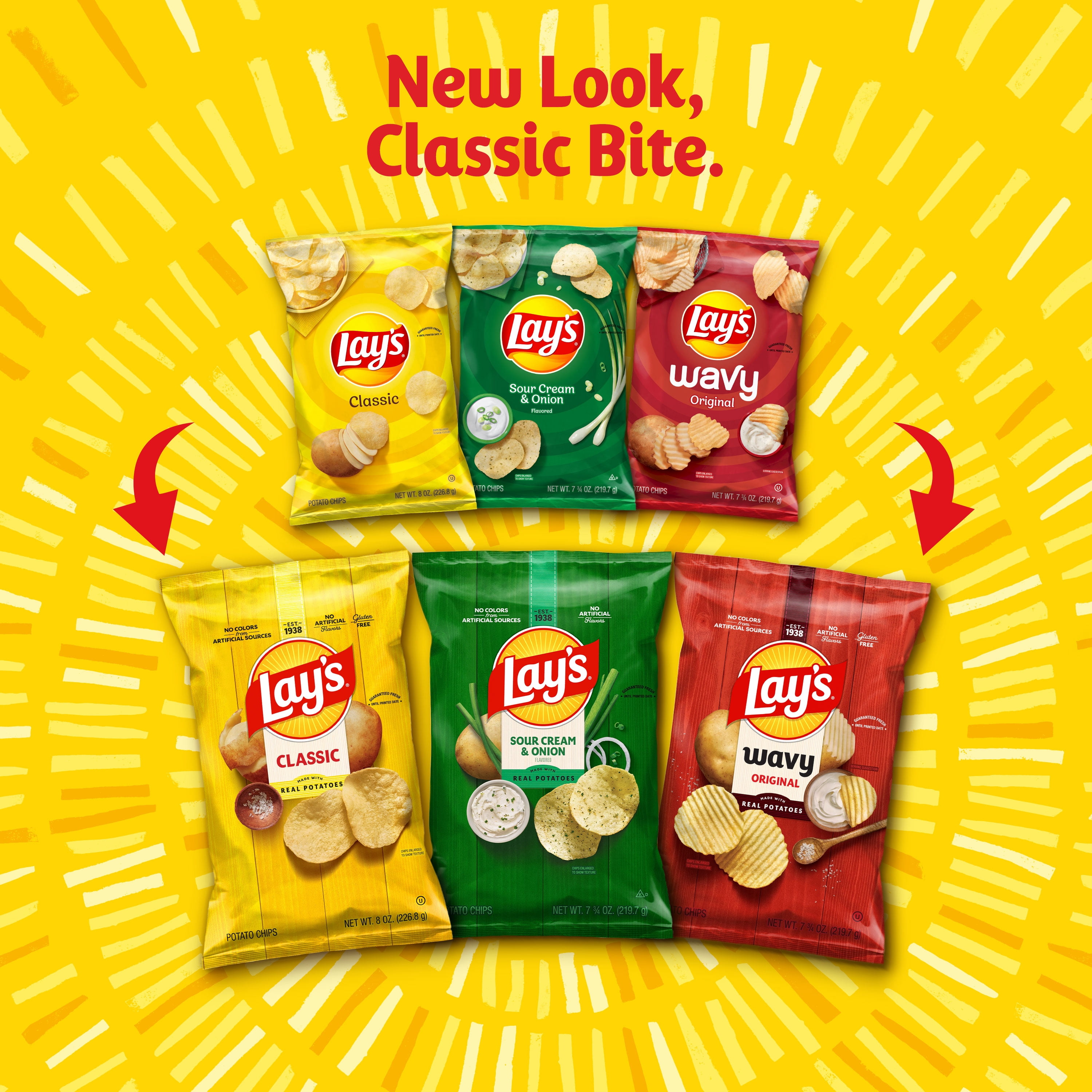Lay's Classic Potato Chips, Gluten Free Snack, 8 oz, Kosher, Shelf
