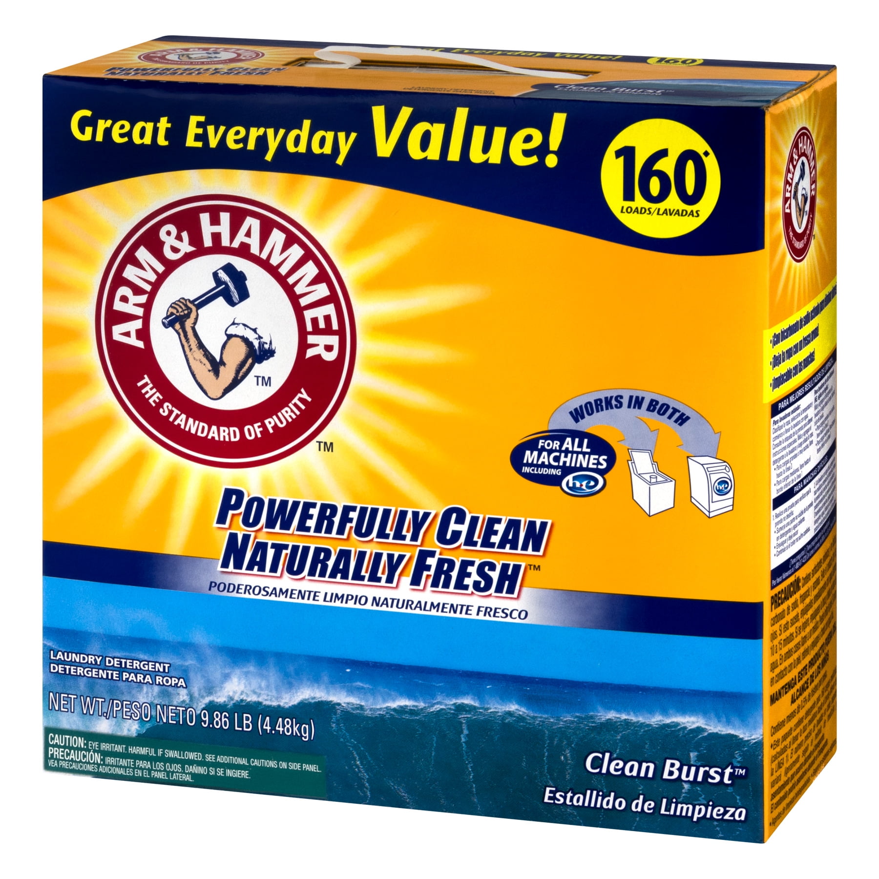 Arm &amp; Hammer Powder Laundry Detergent, Clean Burst, 11.9 lb, Box, 3/Carton