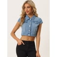 thumbnail image 2 of Chaqueta de mezclilla de verano Allegra K Azul claro XS, 2 of 4