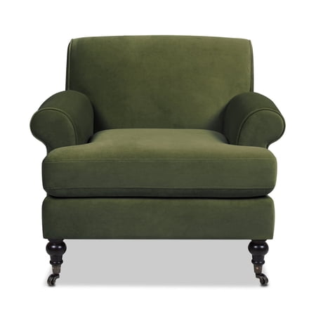 Jennifer Taylor Home Alana 38 Lawson Large Living Room Accent Arm Chair with Metal Casters Olive Green
