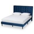 thumbnail image 2 of Baxton Studio Gothard Modern and Contemporary Navy Blue Velvet Fabric Upholstered and Dark Brown Finished Wood King Size Platform Bed, 2 of 10