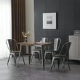 thumbnail image 6 of Nazhura Farmhouse Tolix Metal Wood Dining Side Chair, Brushed Metal (Set of 4), 6 of 7