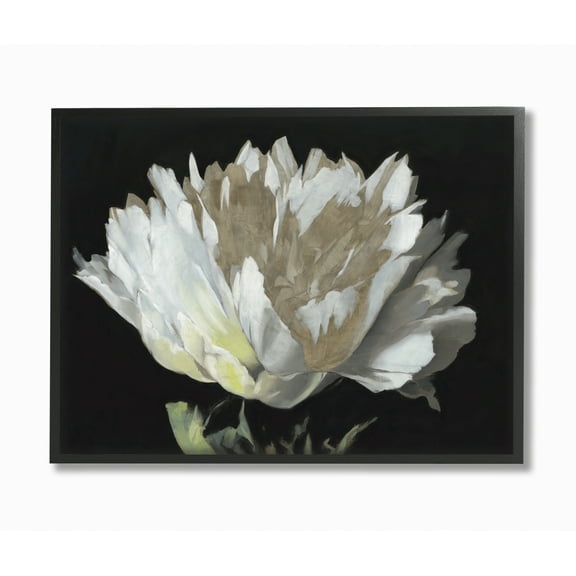 Stupell Industries Flower Bloom Gold White Painting Framed Wall Art by Third and Wall