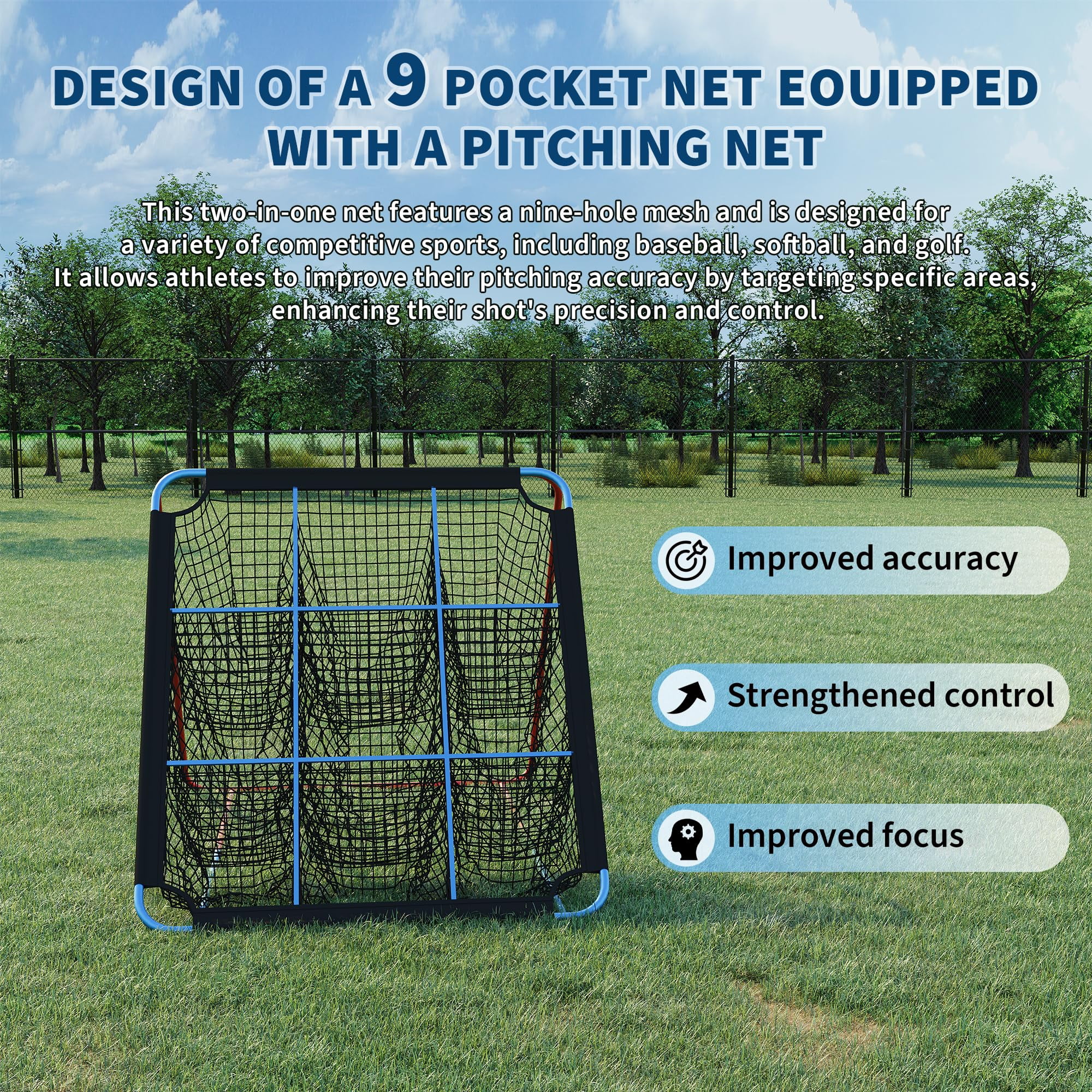 Baseball Rebounder Net, 4x4.5FT 5 Adjustable Angles Baseball Bounce Back Net with UV Resistant, Pitchback Trainer for Ground, Line Drive & Fly Balls