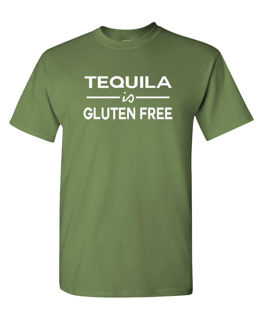 Mens Cotton T-Shirt alcohol SHOTS TEQUILA is GLUTEN FREE