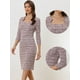 thumbnail image 2 of Vestido de Trabajo Elegante para Mujer Vestido Ajustado de Tela de Cuadros de Manga 3/4 Rosa L, 2 of 6