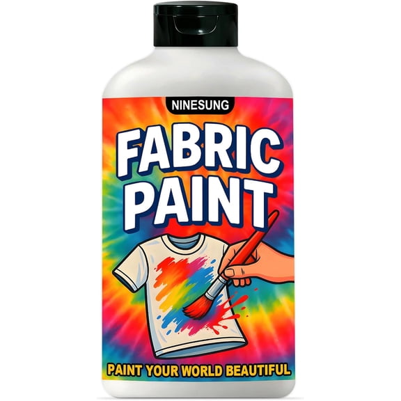 ninesung White Fabric Paint for Clothes, Non-Toxic Acrylic Textile Paint for T-Shirts, Shoes, Clothing, Jeans, Bags, DIY Projects & Art - Vibrant & Wash-Resistant (White,10.5 Fl Oz)