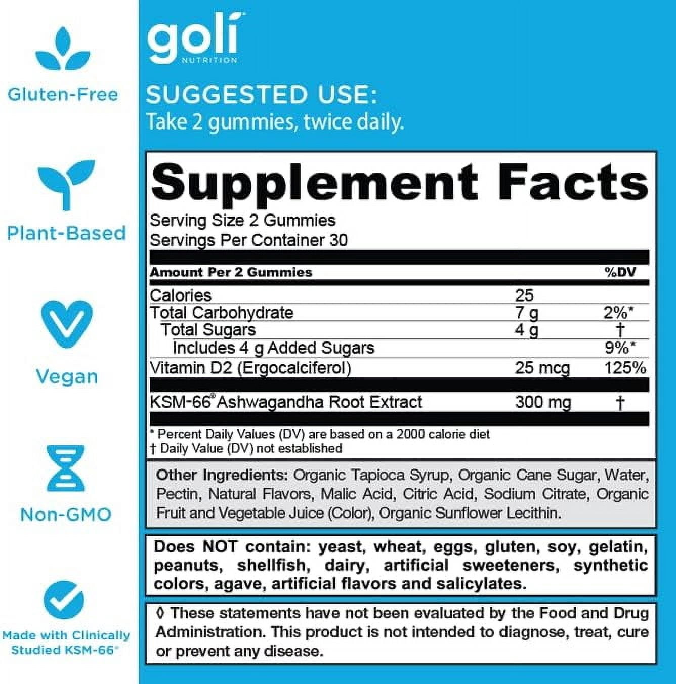 (3 pack) Goli Nutrition Ashwagandha Gummies, Mixed Berry Flavor, 60 CT