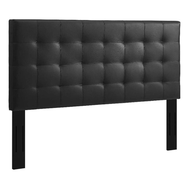 Pemberly Row Tufted Full/Queen Faux Leather Headboard in Black