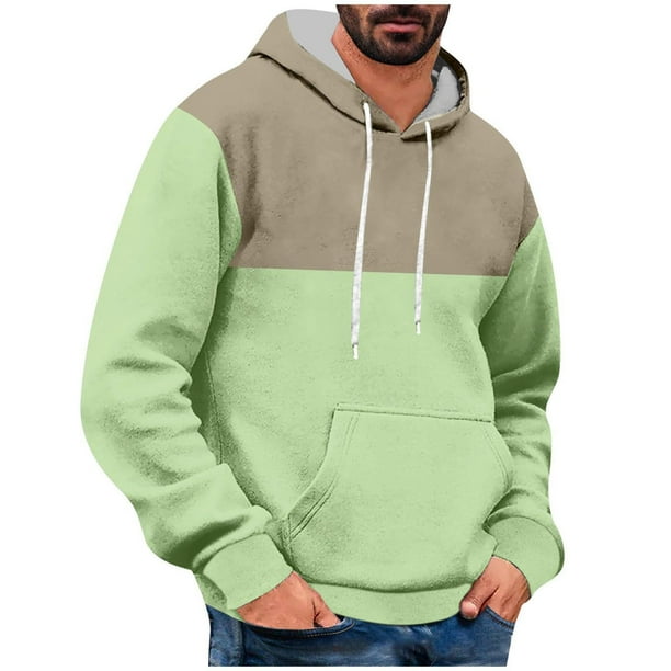 WILLBEST Sudaderas De Hombre Men'S Versatile Simp Le Colorblocking Casual Sport Drawstring Hooded Sweatshirt Chica