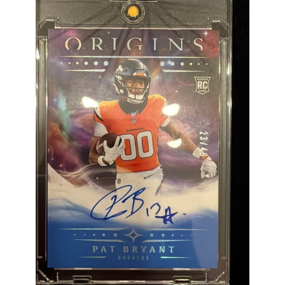 2025 Panini Origins Football Pat Bryant RA-PAT RC Auto 23/49 Denver Broncos Football Card Denver Broncos NFL Autographed Football Trading Card