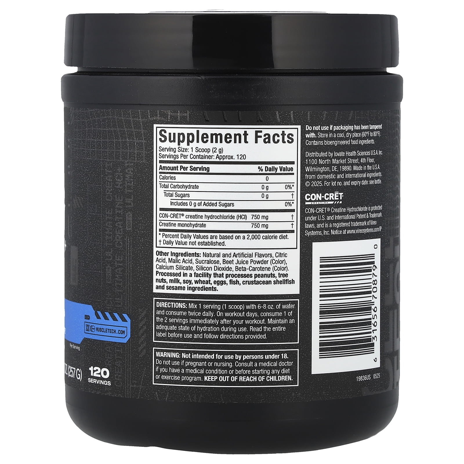 Creactor Micronized Creatine and Creatine HCl Powder, Muscle Builder & Recovery, Fruit Punch Extreme, 120 Servings (269g)
