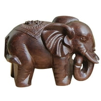 LAMIRO Chinese Fengshui Wooden Elephant Statue Figurine Ornament Decor Craft
