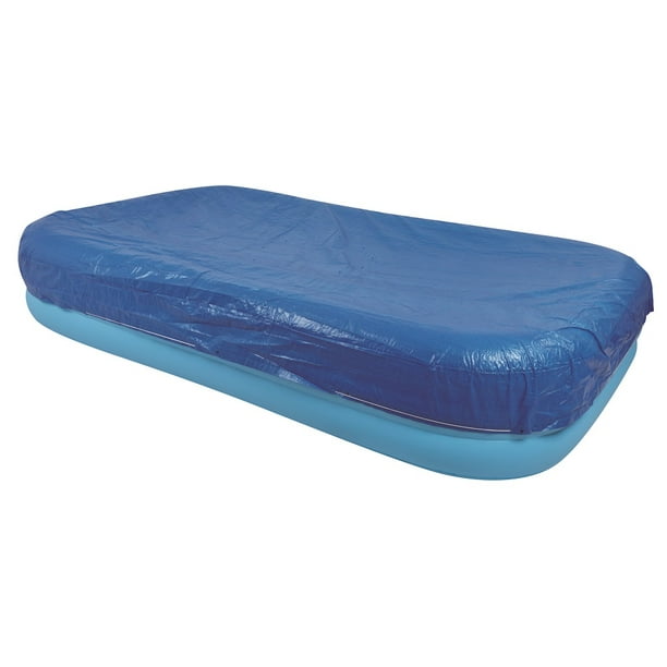 141" Durable Apertured Rectangular Blue Pool Cover with Rope Ties