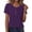 *Purple, variant on ClodeEU Women's Round Neck Short Sleeve Pleated T-Shirt,Casual Solid Color Tee Top for Summer Black,Women's Plus L