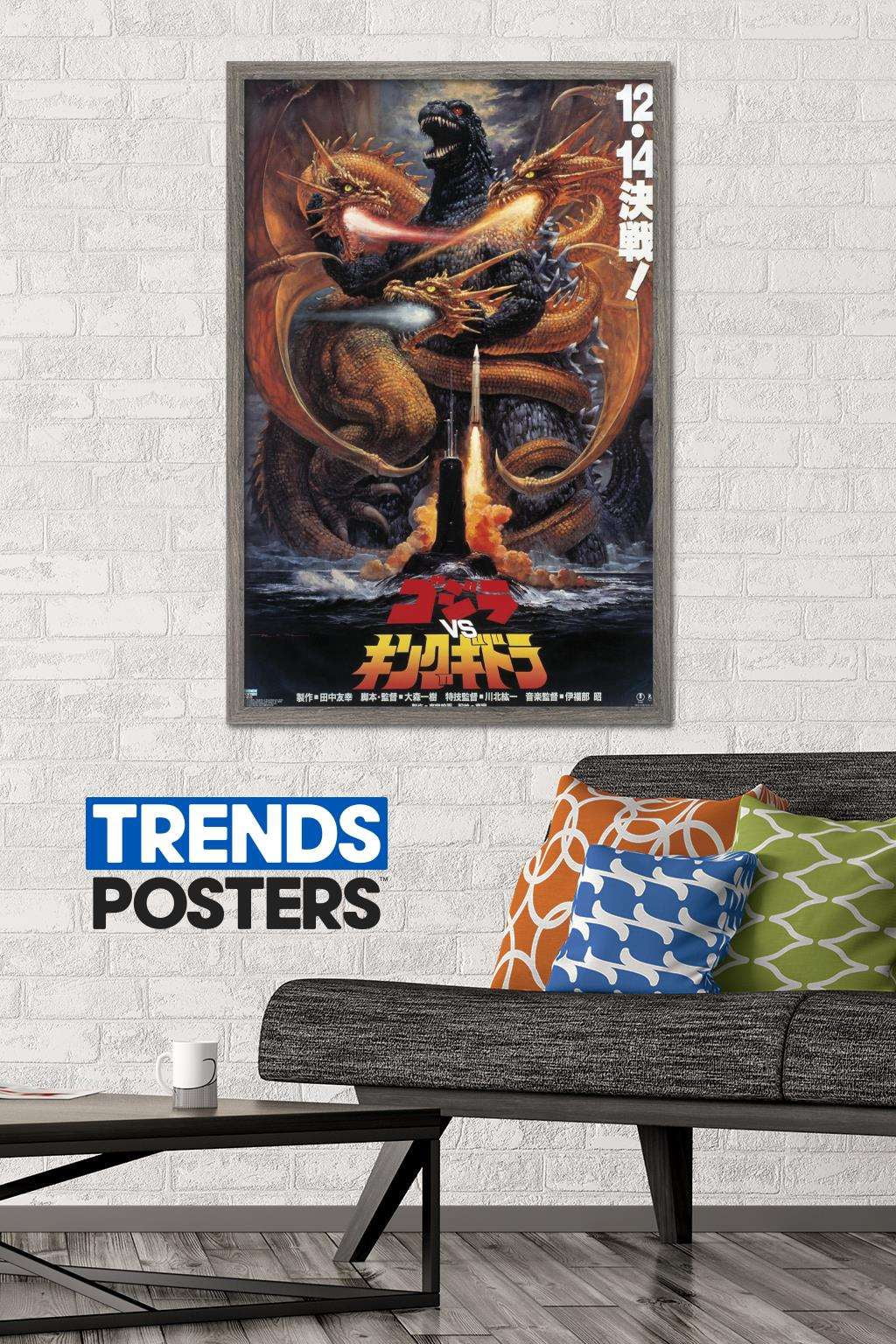 Godzilla - Godzilla vs King Gidorah (1991) Wall Poster, 22.375" x 34", Framed