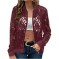thumbnail image 2 of Leesechin Women's Lace Blazer Floral Mesh Single Button Lapel Neck Long Sleeve Elegant Jacket Blazer, 2 of 7