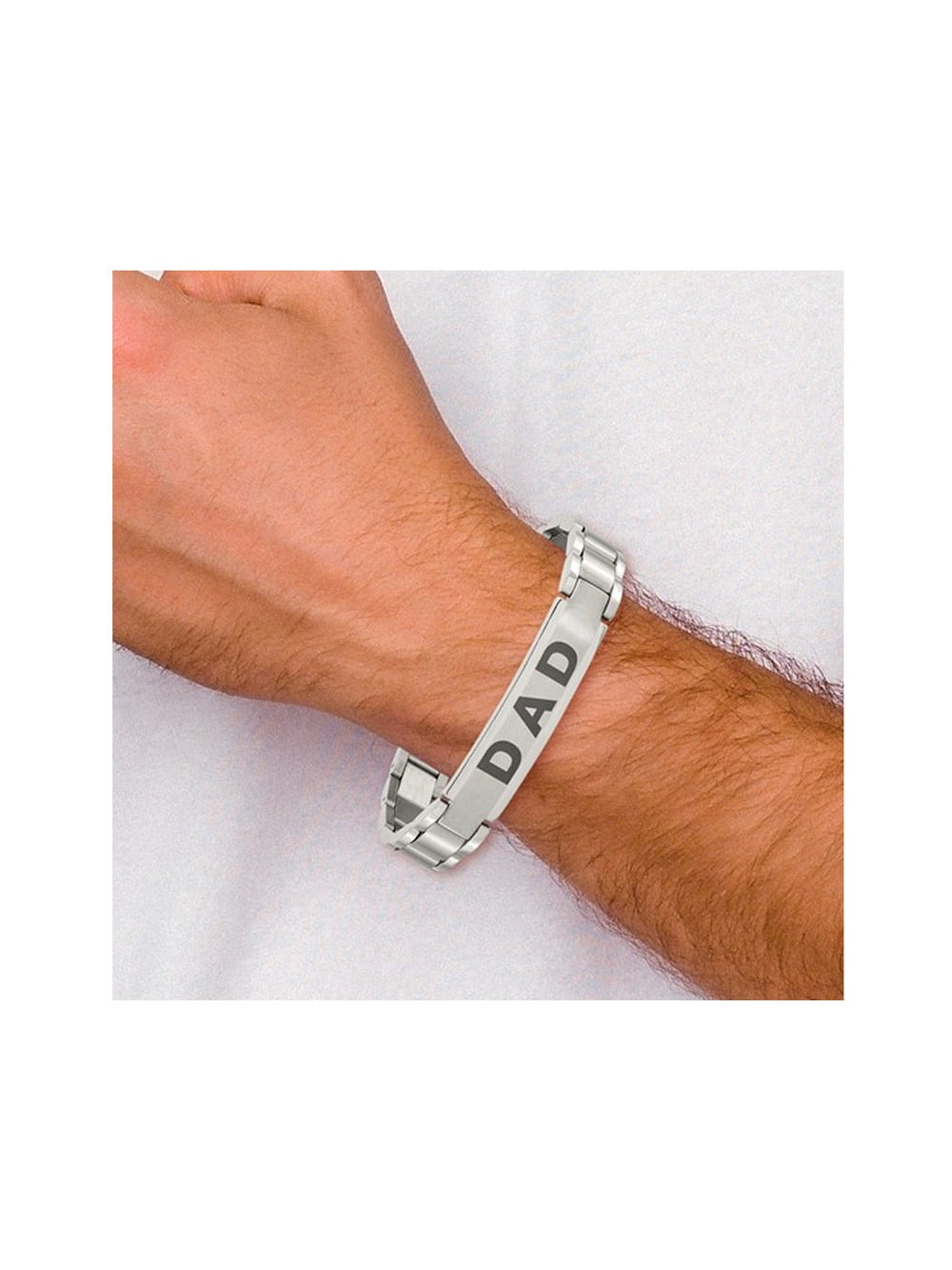 Gem & Harmony Mens Stainless Steel DAD Bracelet 8.75 inches for Men