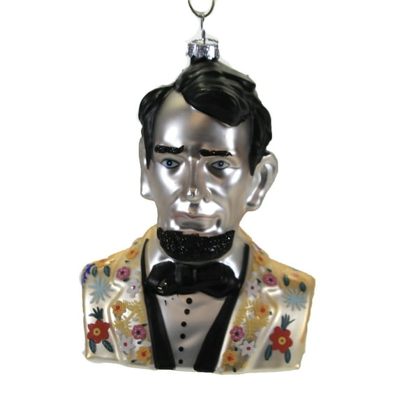 Cody Foster Hipster Abe Lincoln - 1 Glass Ornament 4.5 Inch, Glass - Historical Retro Floral Go6984a