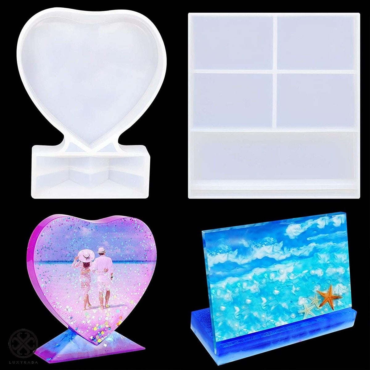 Luxtrada 2 Pieces Resin Photo Frame Molds, Rectangle Picture Frame Mold