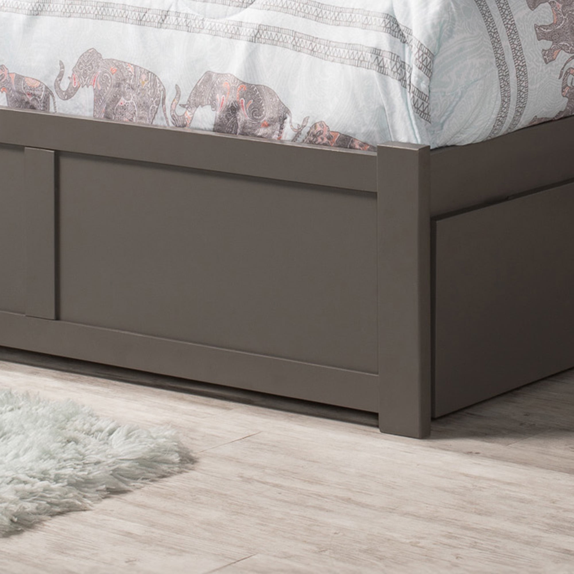 AFI Madison Queen Solid Wood Platform Bed with Footboard & Storage Drawers, Grey