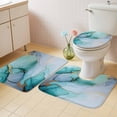 thumbnail image 4 of Marble Texture Bathroom Rugs Set Teal Gold Cracks Abstract Modern Non Slip Absorbent Soft Bath Mats 3 Piece Set with Bathroom Rug, U-Shaped Floor Mat, Toilet Seat Cover Small Size, 4 of 9
