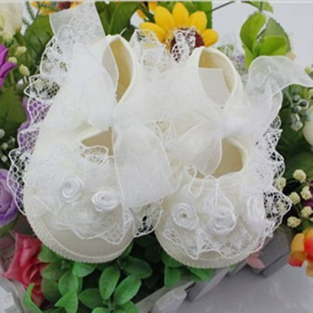 

Newborn Baby Girls Lace Flowers Cotton Princess Anti-skip Sole Shoes Sneakers 0-18 Months
