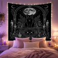 thumbnail image 2 of Black Cat on Ornate Altar Under Full Moon Mystical Gothic for Gothic Decor Fans Mystical Wall Art Halloween Gift Tapestry Wall Hanging for Bedroom, Living Room and Dorm, 2 of 7
