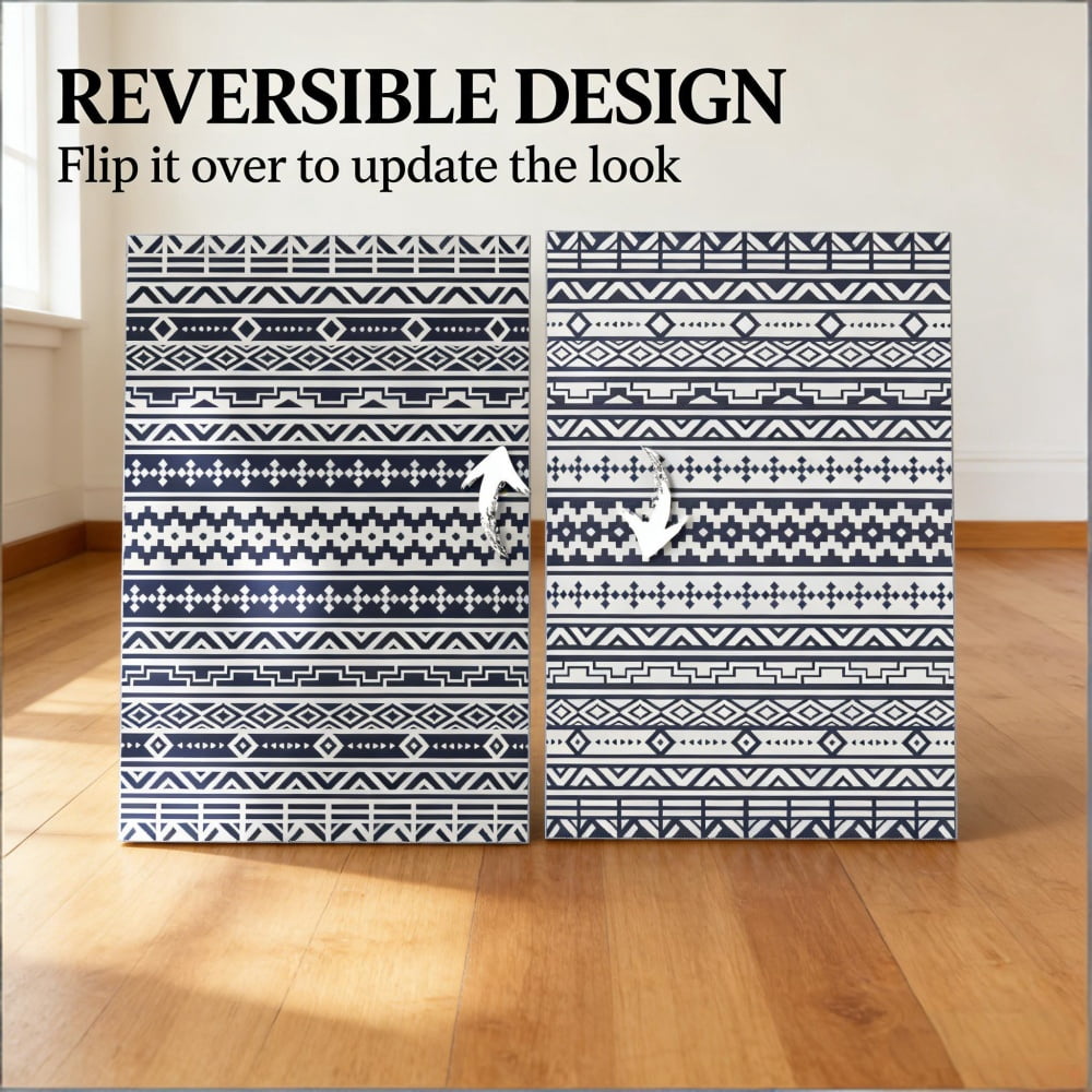 Reversible Outdoor Rug, Foldable Polypropylene Camping Picnic RV Mat with Carry Bag, Fade & Sun Resistant with Anti-Fray Edging