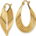thumbnail image 3 of 14K Yellow Gold Lightweight Fancy Hoop Earrings (19 X 5) Made In Indonesia tc703, 3 of 6