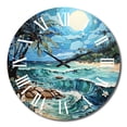 thumbnail image 4 of Designart "Escaping to a Coastal Island" Nautical & Beach Oversized Wall Clock, 4 of 5