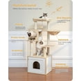 thumbnail image 2 of PETEPELA 56.7" Cat Tree with Litter Box Enclosure Large, Wood Cat Tower for Indoor Cats with Storage Cabinet and Cozy Cat Condo, Sisal Covered Scratching Post and Repalcable Dangling Balls, Beige, 2 of 14