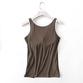 thumbnail image 6 of WTXUE Camisole Tops Sleeveless Tops Fashionable Casual Padded Tank Top Without Wire Bra Cup Integrated Tank Top Suspenders Bandeau Tops Camisole Tops for Women Built In Bra Loose Tank Tops Coffee Xxl, 6 of 8