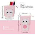 thumbnail image 3 of Estuche telescópico de pie con diseño de gato, multifuncional, organizador de papelería, bolsa de maquillaje para niñas, niños, adultos (rosa), 3 of 5