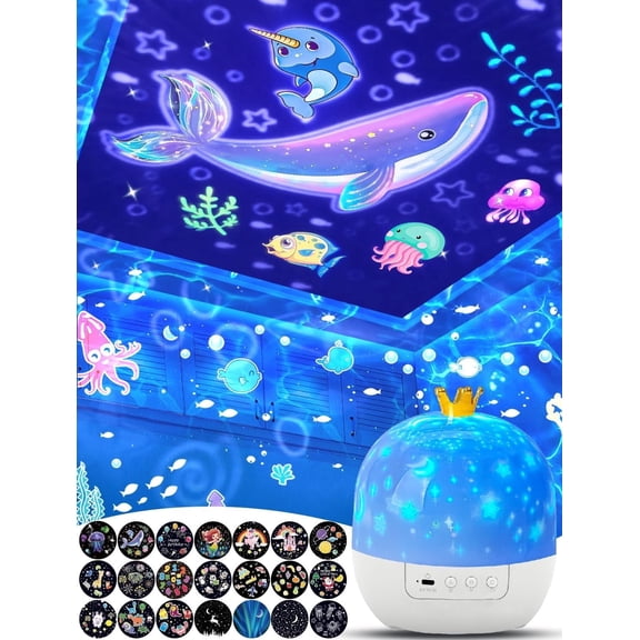 21 Films Star Galaxy Projector, 360° Rotating Night Light for Kids