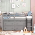 thumbnail image 2 of Harper & Bright Designs Full Size Loft Bed with Retractable Writing Desk and 4 Drawers, Wooden Loft Bed with Lateral Portable Desk and Shelves, Gray, 2 of 9
