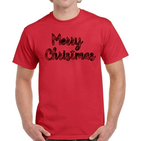 Merry Christmas Red Print Christmas Mens Shirt - S M L XL 2XL 3XL 4XL 5XL Xmas Graphic Tee - Christmas Gift Holiday T-Shirt for Men