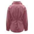 thumbnail image 7 of CUZIBR Womens Overcoat Button Down Long Sleeve Lapel Wool Coat With Belt Elegant Solid Color Oversized Fashion Jacket Mid Length Comfort Outwear,Pink,XXXL, 7 of 7