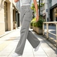 thumbnail image 6 of ClodeEU Women High Waist Flare Leg Cargo Pants,Vintage Casual Slim Bell Bottom Trousers with Pocket Gray,Women's Plus XL, 6 of 7