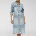 thumbnail image 3 of Women's Long Denim Trench Coat With Distressed Details And Lapel Collar For Autumn And Winter Fashion Small Ladies Short Jackets Big And Tall Jean Jacket Women Jean Jacket Denim plus Size 420 Jacket, 3 of 8