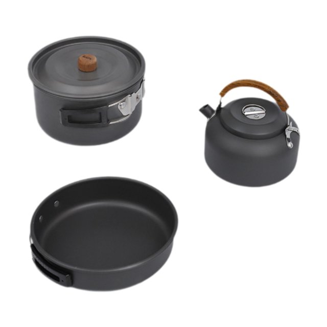 Juego de cocina para acampar kusrkot Olla Sartén Hervidor de agua Aluminio 14 l